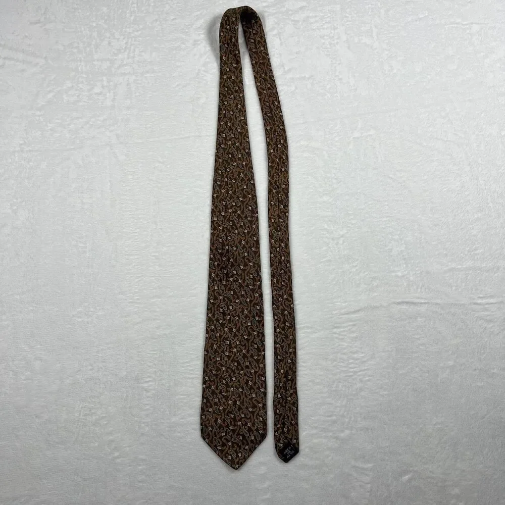 Sutter & Grant Mens Silk Necktie Tie Made in USA Brown Paisley All Silk